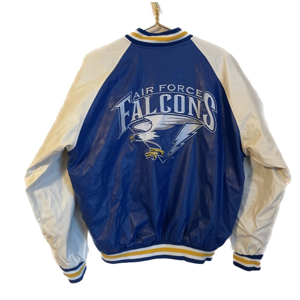 VTG US Air Force Falcons Steve and Barry Vinyl Letterman Jacket Faux Leather